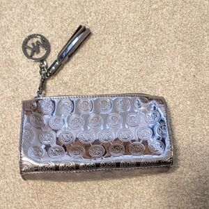 Michael Kors Metallic Silver Wristlet